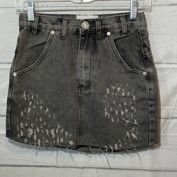 One Teaspoon Skirts One Teaspoon Cadillac Gray Distressed Denim